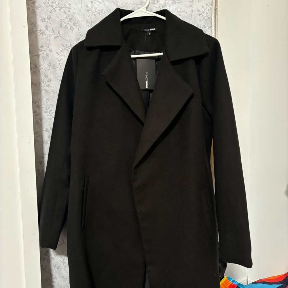 Fashion Nova Elegant Black Trench Coat